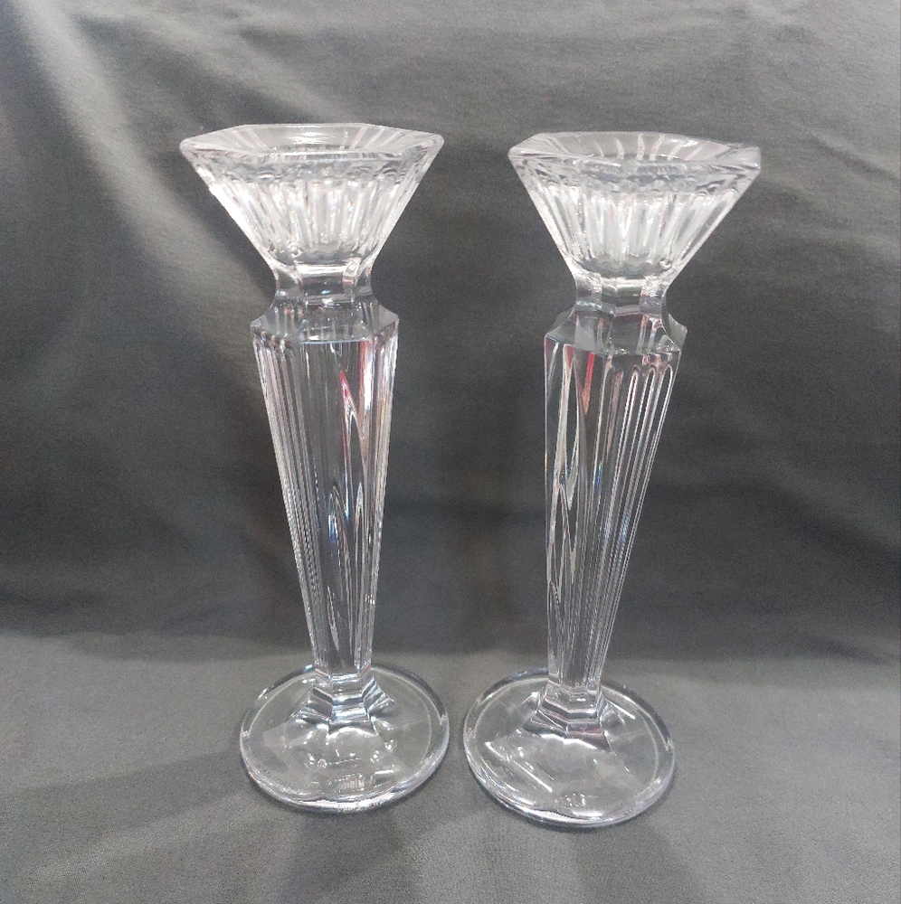 Marquis pair of candle holders by Waterford.